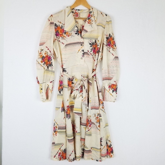 Vintage Dresses & Skirts - Vintage 80s Homemade Floral Farmhouse Skater Dress Medium